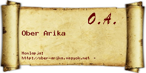 Ober Arika névjegykártya